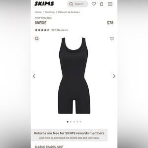 Skims cotton rib onesie color:soot